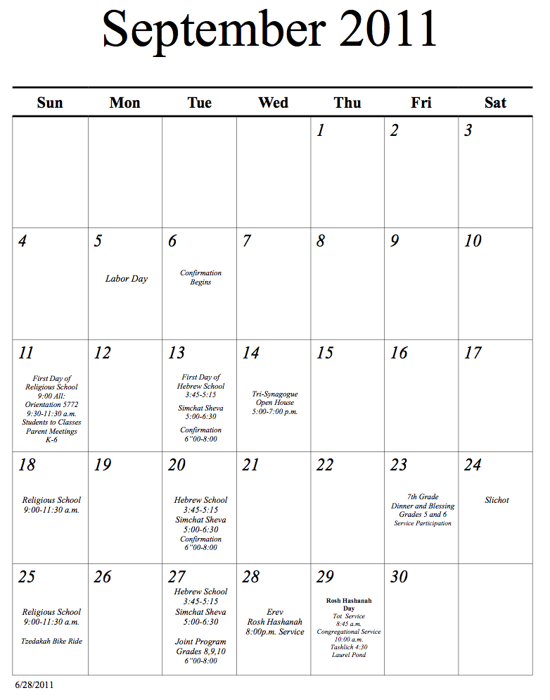 Academic Temple Academic Calendar